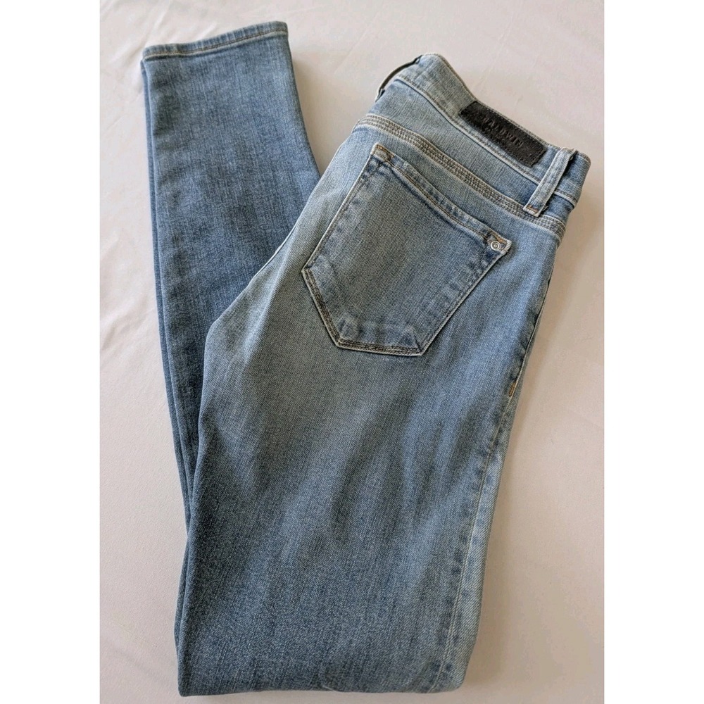 BALDWIN Sophia Mid Rise Skinny Jeans Light Wash Selvedge Denim Women's 29x30 USA